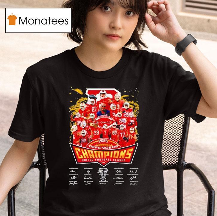 Defenders Champions United Football League Signatures T Shirt