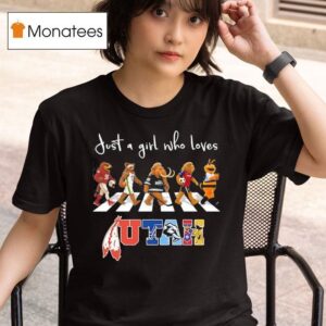 Just A Girl Who Loves Utah Utes Jazz Mammoth Real Salt Lake Bees Mascot Walking Across T Shirt