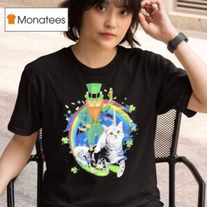 Leprechaun Cat Riding Unicorn Ca T Shirt
