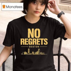No Regrets Boston City Skyline T Shirt
