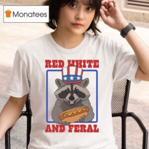 Red White And Feral Racoon Hot Dog T Shirt