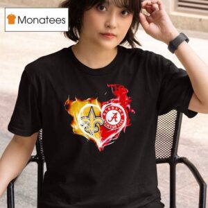 Smoke Heart Saint New Orleans And Alabama Crimson Tide T Shirt