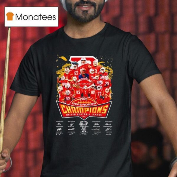 Defenders Champions United Football League Signatures T Shirt