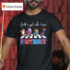 Just A Girl Who Loves Detroit Tigers Wings Lions Pistons Mascots Walking Across T Shirt