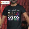 Just A Girl Who Loves New York Mets Brooklyn Nets Jets Islanders Walking Across T Shirt