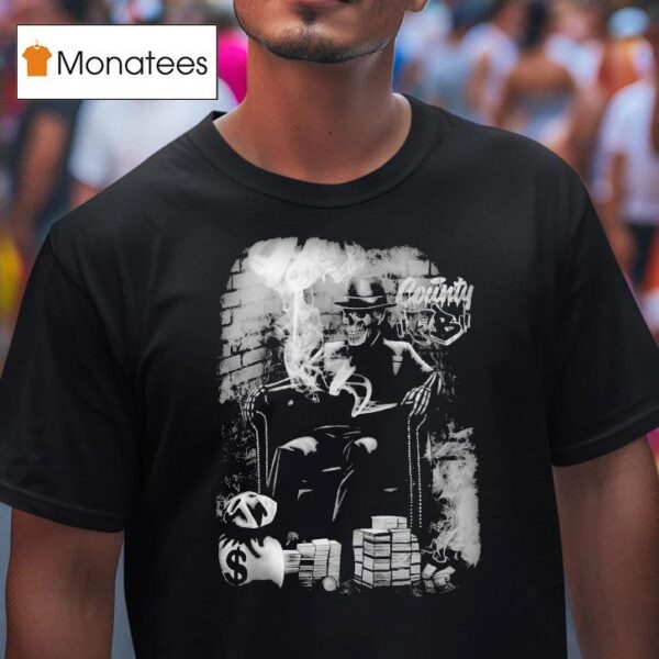 Fb County Smoking Skeleton Heavy Hard T Shirt
