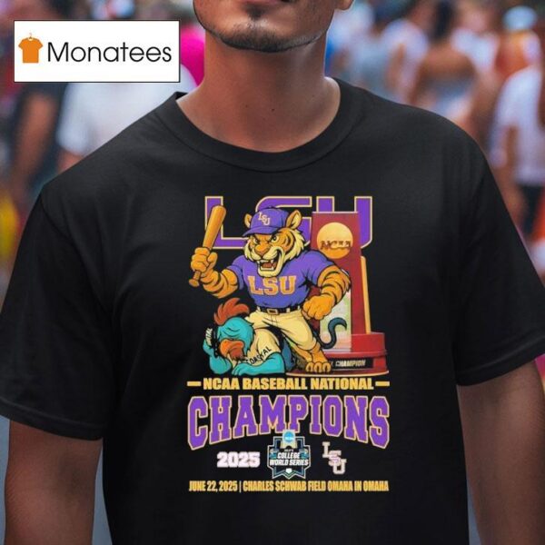 Lsu Tigers Stomp Coastal Carolina Chanticleers Ncaa National Champions June Charles Schwab Field Omaha In Omaha Masco T Shirt