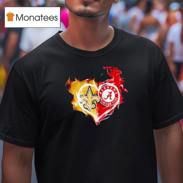 Smoke Heart Saint New Orleans And Alabama Crimson Tide T Shirt
