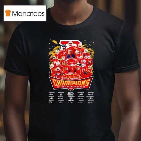 Defenders Champions United Football League Signatures T Shirt