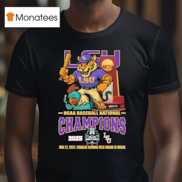 Lsu Tigers Stomp Coastal Carolina Chanticleers Ncaa National Champions June Charles Schwab Field Omaha In Omaha Masco T Shirt