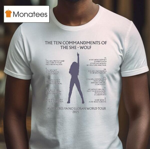 Shakira The Commandments Of The She Wolf Las Mujeres Ya No Lloran World Tour T Shirt