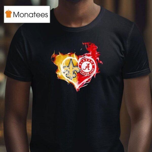 Smoke Heart Saint New Orleans And Alabama Crimson Tide T Shirt