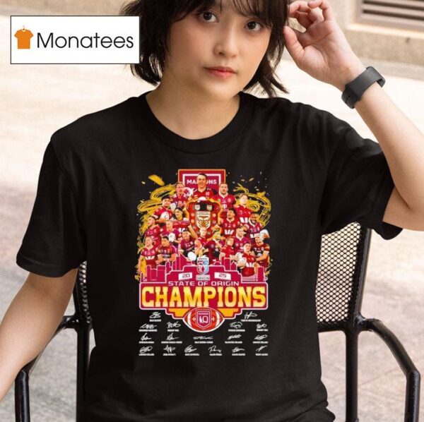 Maroons State Of Origin Champions Signatures T Shirt