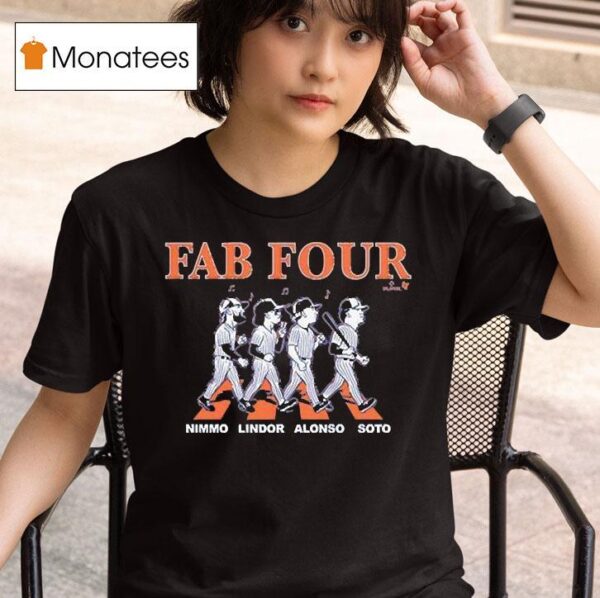 Francisco Lindor Juan Soto Pete Alonso And Brandon Nimmo Fab Four Album Road Abbey T Shirt
