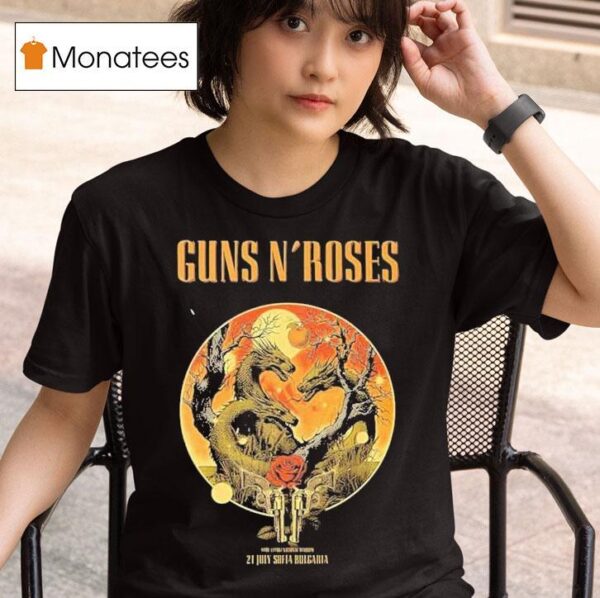 Guns N Roses World Tour July At Sofia Bulgaria Vasil Levski National Stadium Event Dragon T Shirt