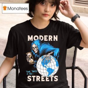 Modern Streets Time Takes Us All Grim Reaper Hourglass Globe T Shirt