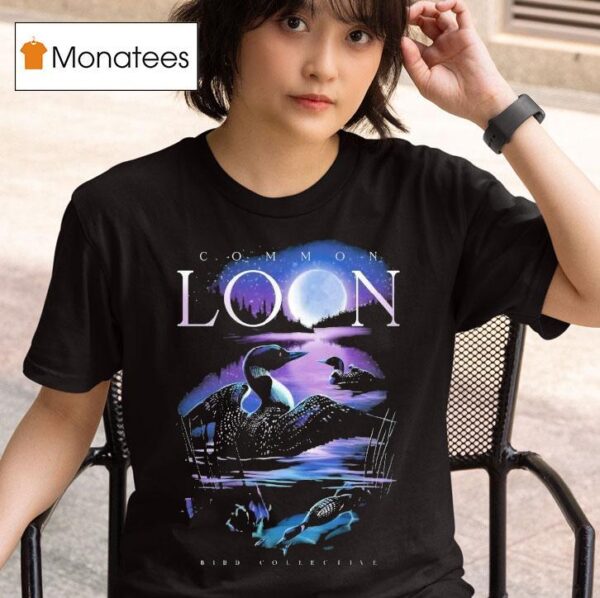 Moonlit Common Loon Bird Collective T Shirt