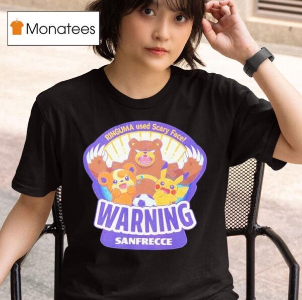 Pokemon Center Hiroshima Warning Sanfrecce Ringuma Used Scary Face T Shirt
