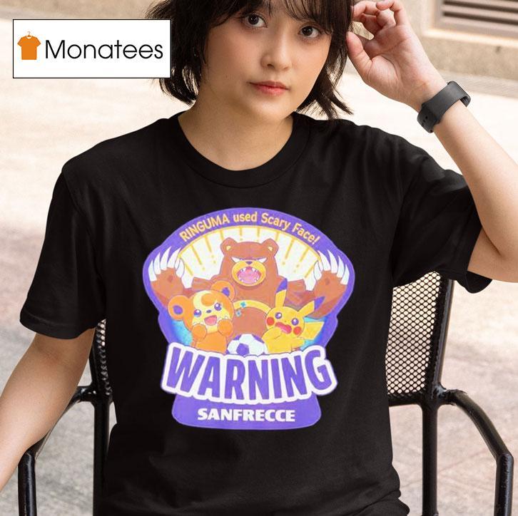 Pokemon Center Hiroshima Warning Sanfrecce Ringuma Used Scary Face T Shirt