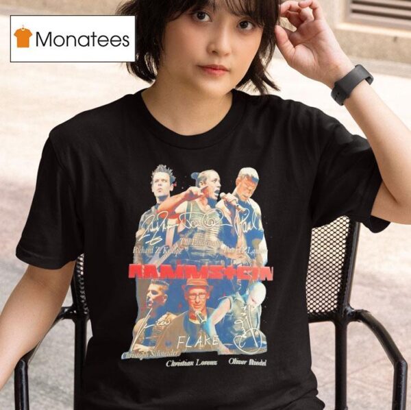 Rammstein Kruspe Lindemann Landers Schneider Lorenz Riedel Signatures T Shirt
