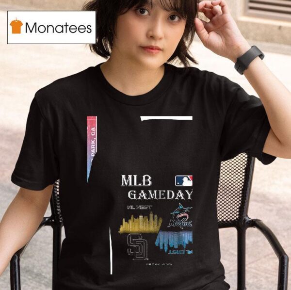 San Diego Padres Vs Miami Marlins Mlb Gameday Schedule Skyline City T Shirt
