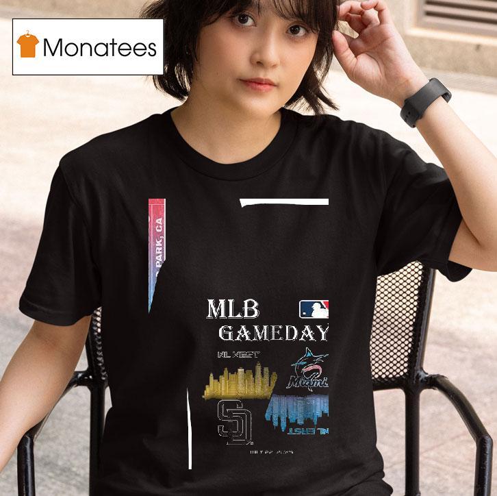 San Diego Padres Vs Miami Marlins Mlb Gameday Schedule Skyline City T Shirt