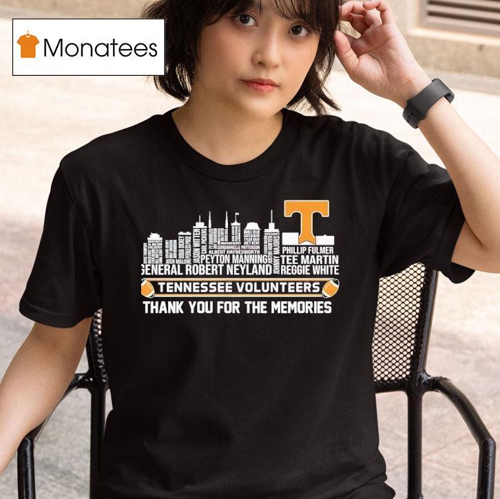 Tennessee Volunrs City Skyline All Names Of Legends Thank You For The Memories T Shirt