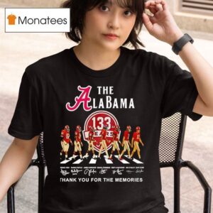 The Alabama Crimson Tide Walking Across Thank You For The Memories Signatures T Shirt