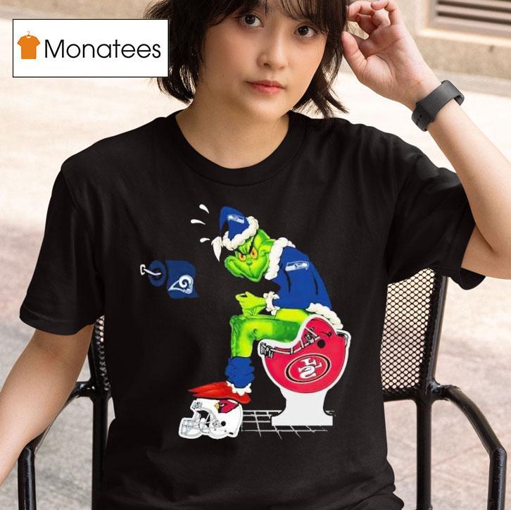 The Grinch Santa Toilet Seattle Seahawks Shit On Other Teams Los Angeles Rams Arizona Cardinals San Francisco Ers Christmas T Shirt