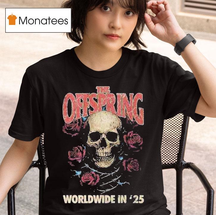 The Offspring Supercharged Worldwide In Tour Rose Skull T Shirt