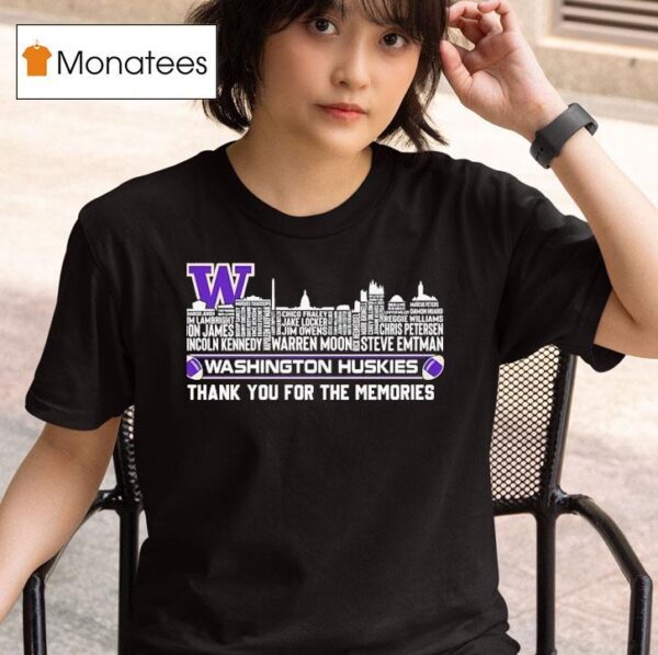 Washington Huskies City Skyline All Names Of Legend Thank You For The Memories T Shirt