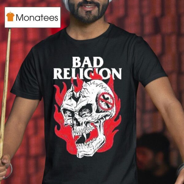 Bad Religion World Tour Head Wound Skull Flames T Shirt