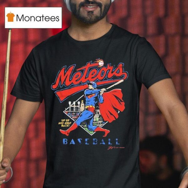 Cleveland Guardians Meteors Up Up And Away Back Superman T Shirt