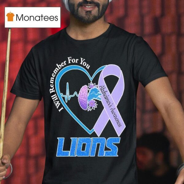 Detroit Tigers I Will Remember For You Alzheimer S Awareness Heartbeat Brain T Shirt