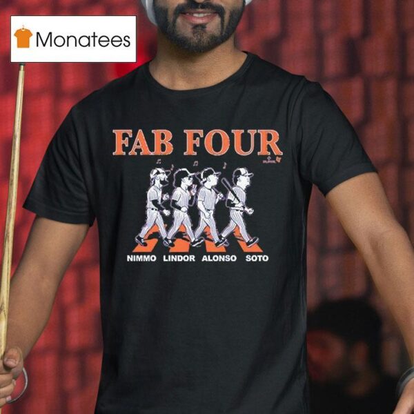 Francisco Lindor Juan Soto Pete Alonso And Brandon Nimmo Fab Four Album Road Abbey T Shirt