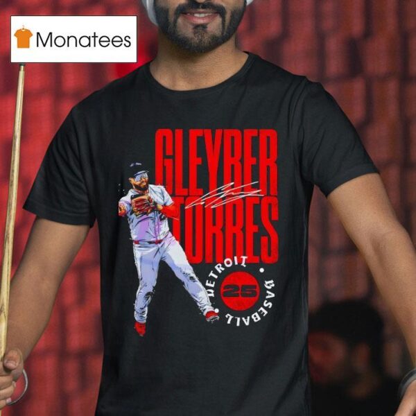 Gleyber Torres Detroit Baseball Stamp Style Graphic Signature T Shirt