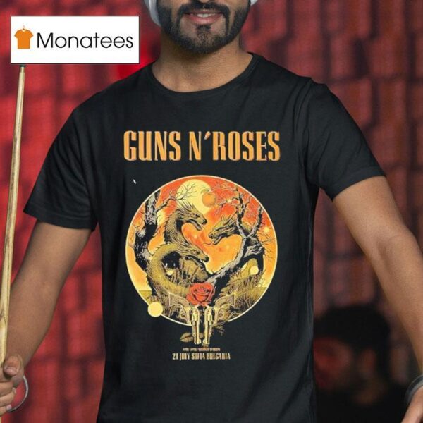Guns N Roses World Tour July At Sofia Bulgaria Vasil Levski National Stadium Event Dragon T Shirt