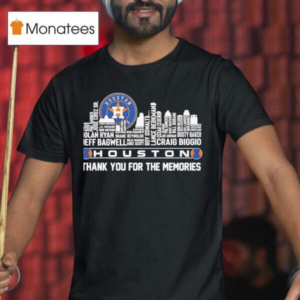 Houston Astros City Skyline All Names Of Legend Thank You For The Memories T Shirt