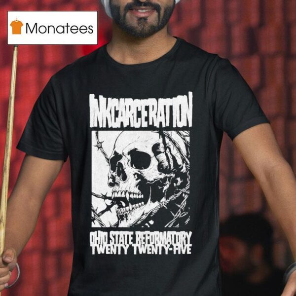 Inkcarceration Festival Barbed Skull Mineral For Mansfield Ohio On July Th Th Americas Rock And Metal Tattoo T Shirt