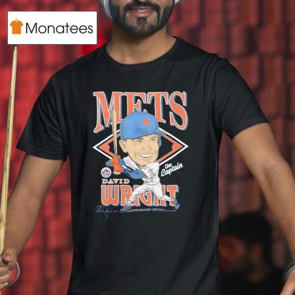 New York Baseball Mets David Wright Homage Royal Homage Caricature Signature T Shirt