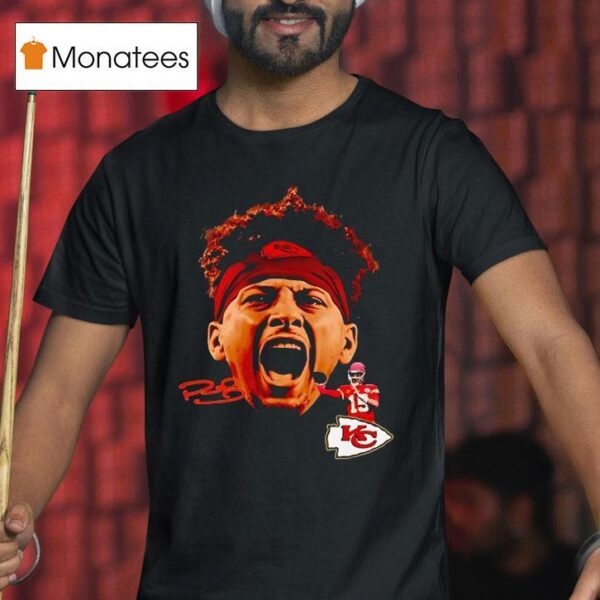 Patrick Mahomes Bigface Kansas City Chiefs Football Signature T Shirt