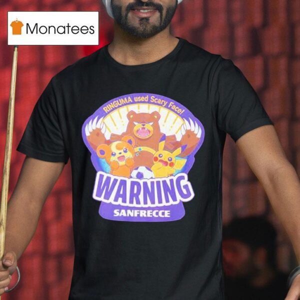 Pokemon Center Hiroshima Warning Sanfrecce Ringuma Used Scary Face T Shirt