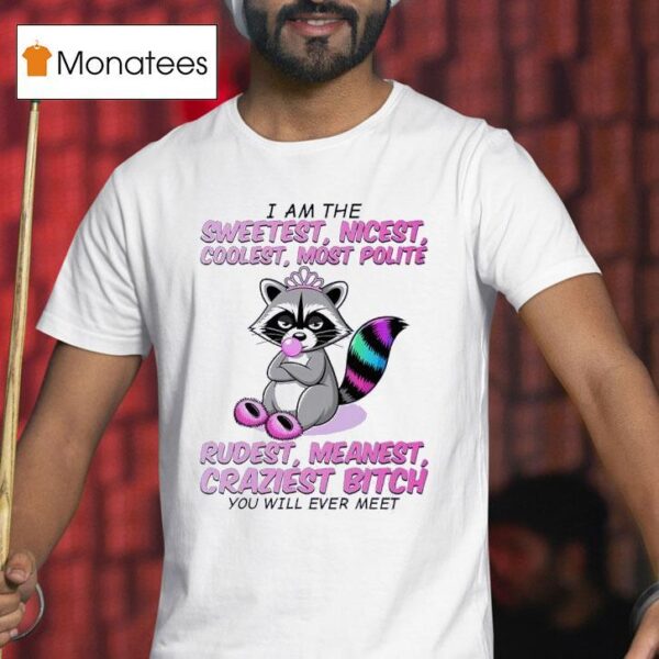 Raccoon I Am The Sweetest Nicest Coolest Most Polite Rudest Meanest Craziest Btch You Will Ever Mee T Shirt