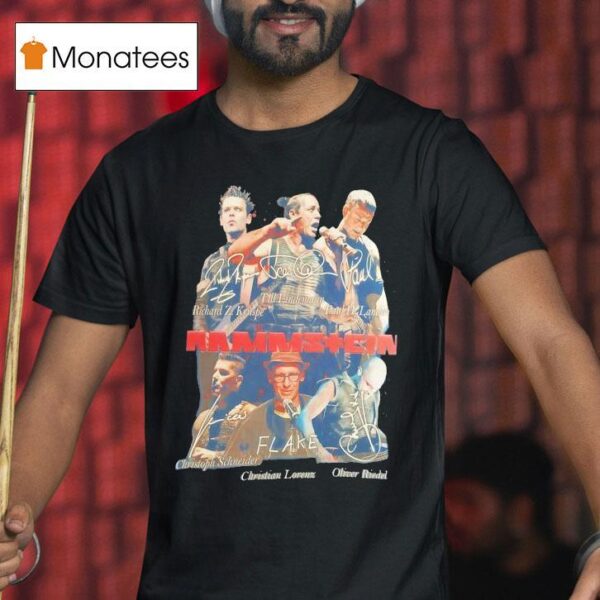 Rammstein Kruspe Lindemann Landers Schneider Lorenz Riedel Signatures T Shirt
