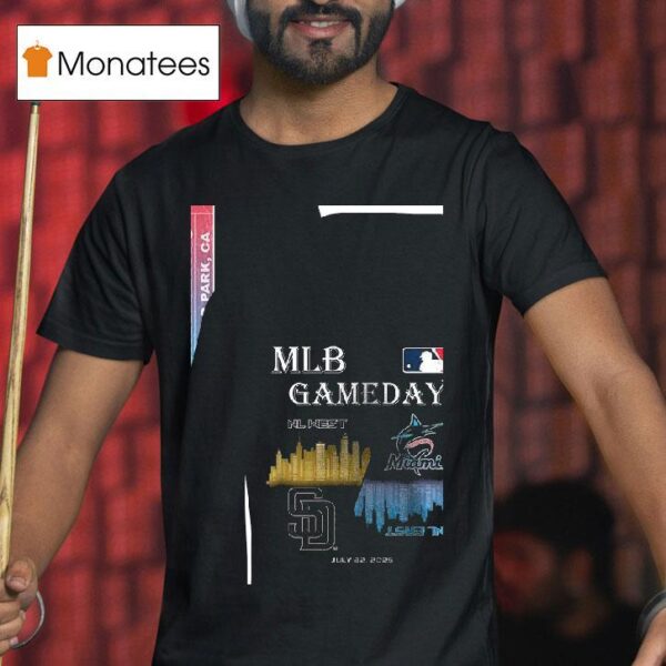 San Diego Padres Vs Miami Marlins Mlb Gameday Schedule Skyline City T Shirt