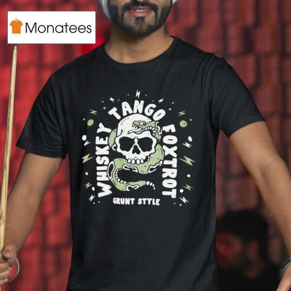 Skull With Snake Whiskey Tango Foxtro T Shirt