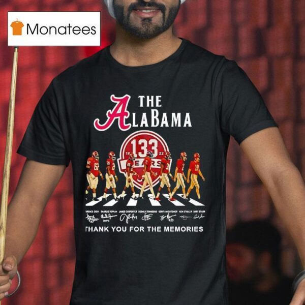 The Alabama Crimson Tide Walking Across Thank You For The Memories Signatures T Shirt