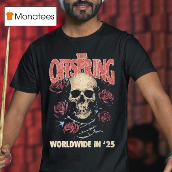 The Offspring Supercharged Worldwide In Tour Rose Skull T Shirt