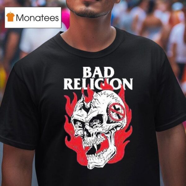 Bad Religion World Tour Head Wound Skull Flames T Shirt