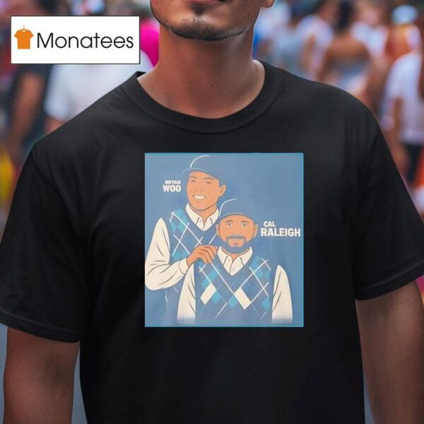 Bryan Woo Wearing Bryan Woo And Cal Raleigh T Shirt